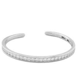 Pulsera esclava de plata diseño fino con circonitas