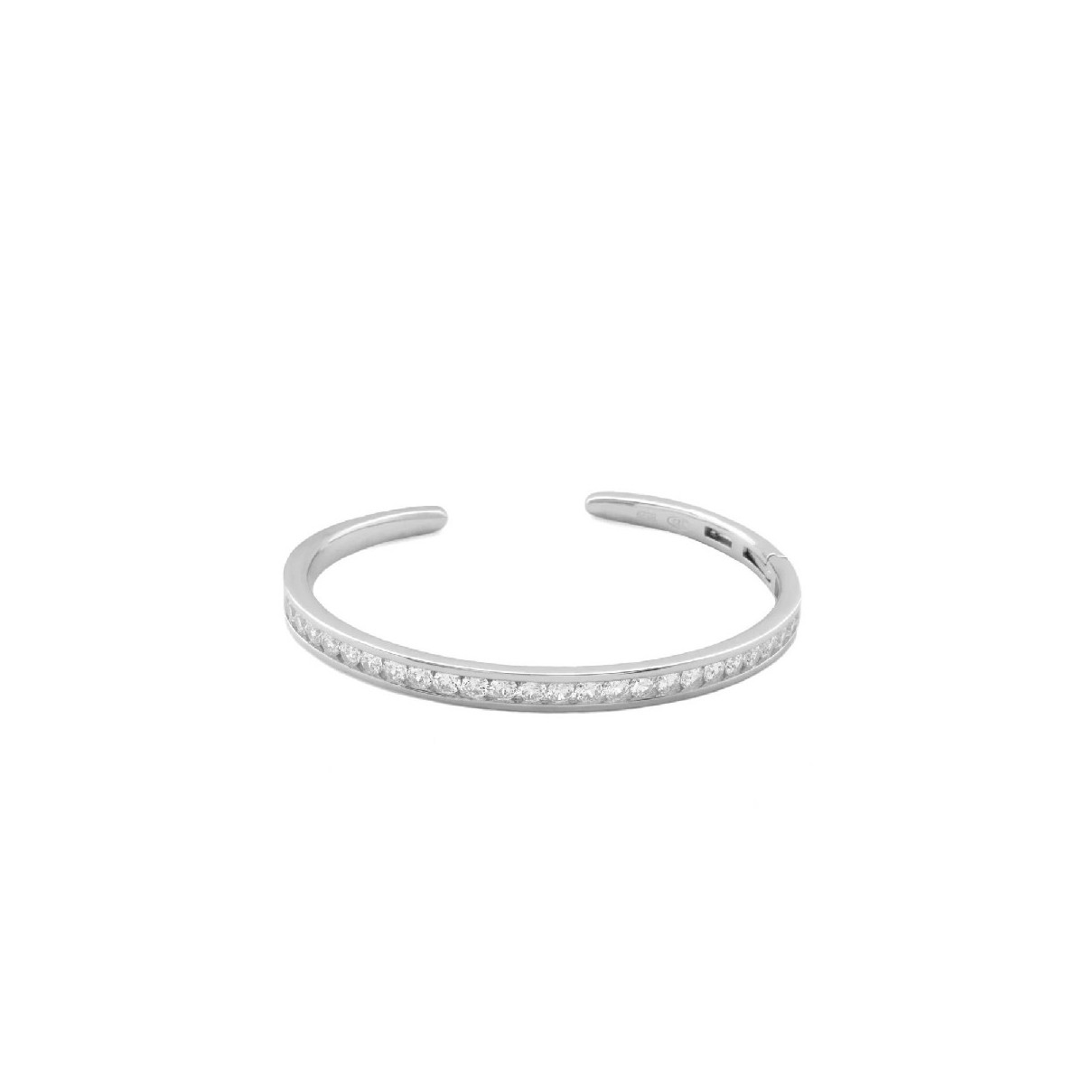 Pulsera esclava de plata diseño fino con circonitas